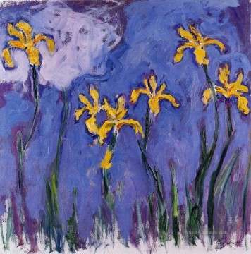  gelb Kunst - gelbe Iris mit rosa Wolke Claude Monet impressionistische Blumen